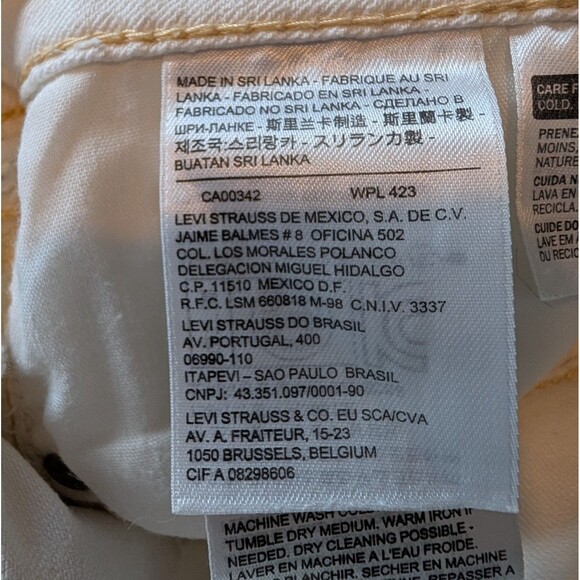 Levi's Capri Jeans Size 6 Straight Leg Off White Cream Stretch Flap Pockets - Picture 9 of 12